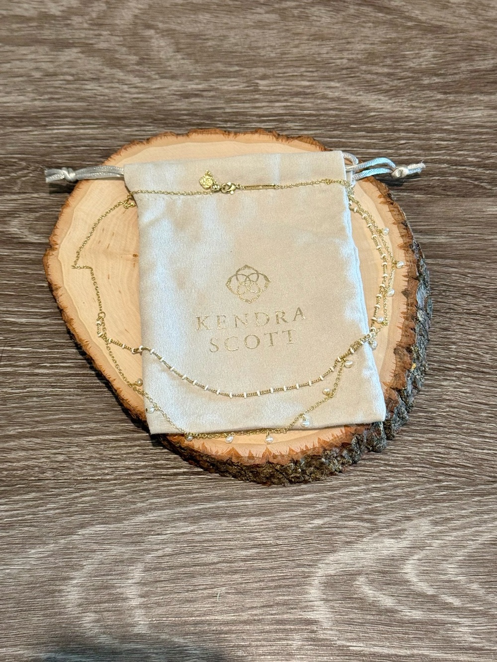 Kendra Scott Eve Multi Strand Necklace in Gold with White Pearls